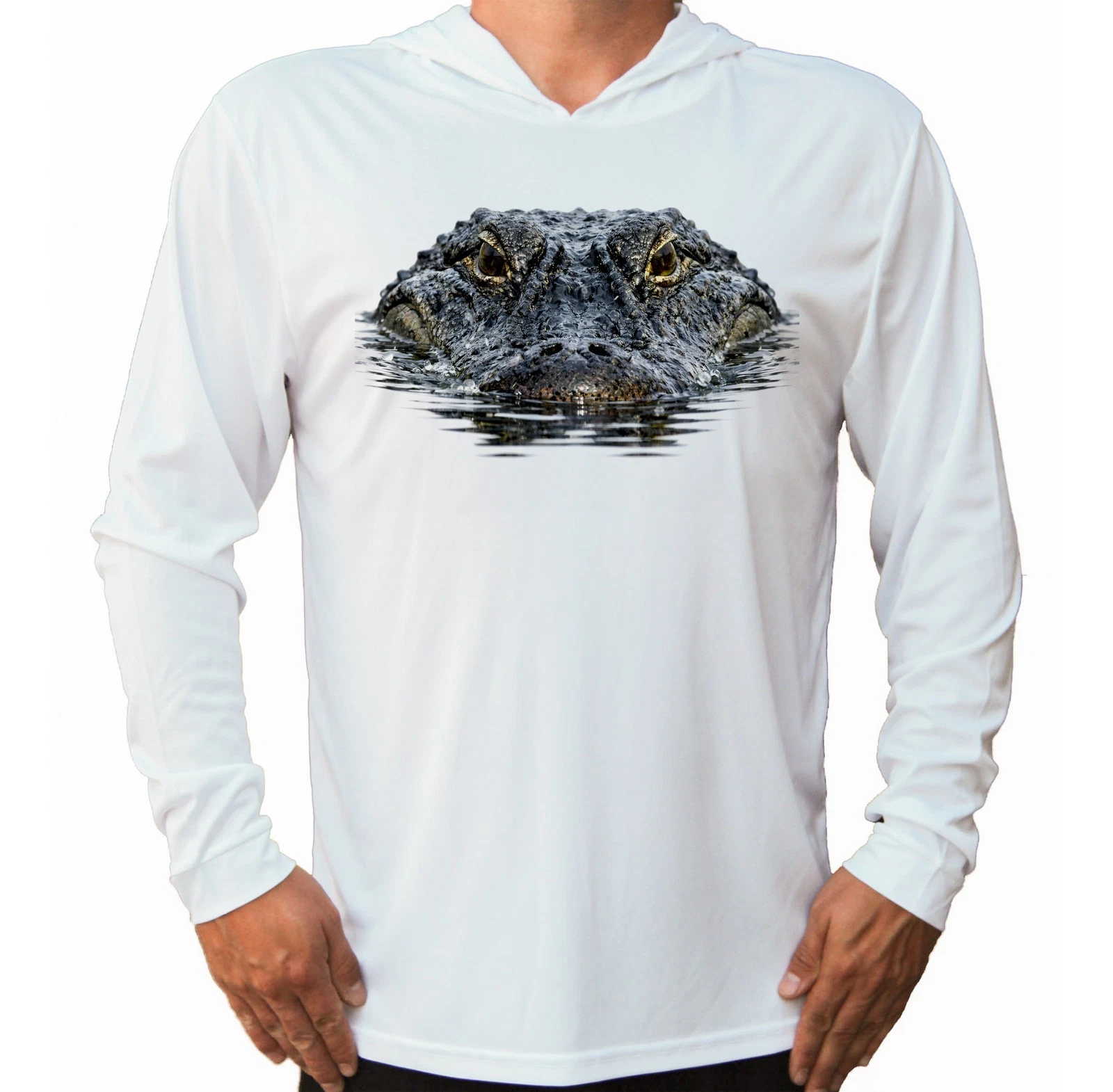 Alligator Florida Fishing Sun Boat T-Shirt UV Protected UPF 50 Long Sleeve Hood