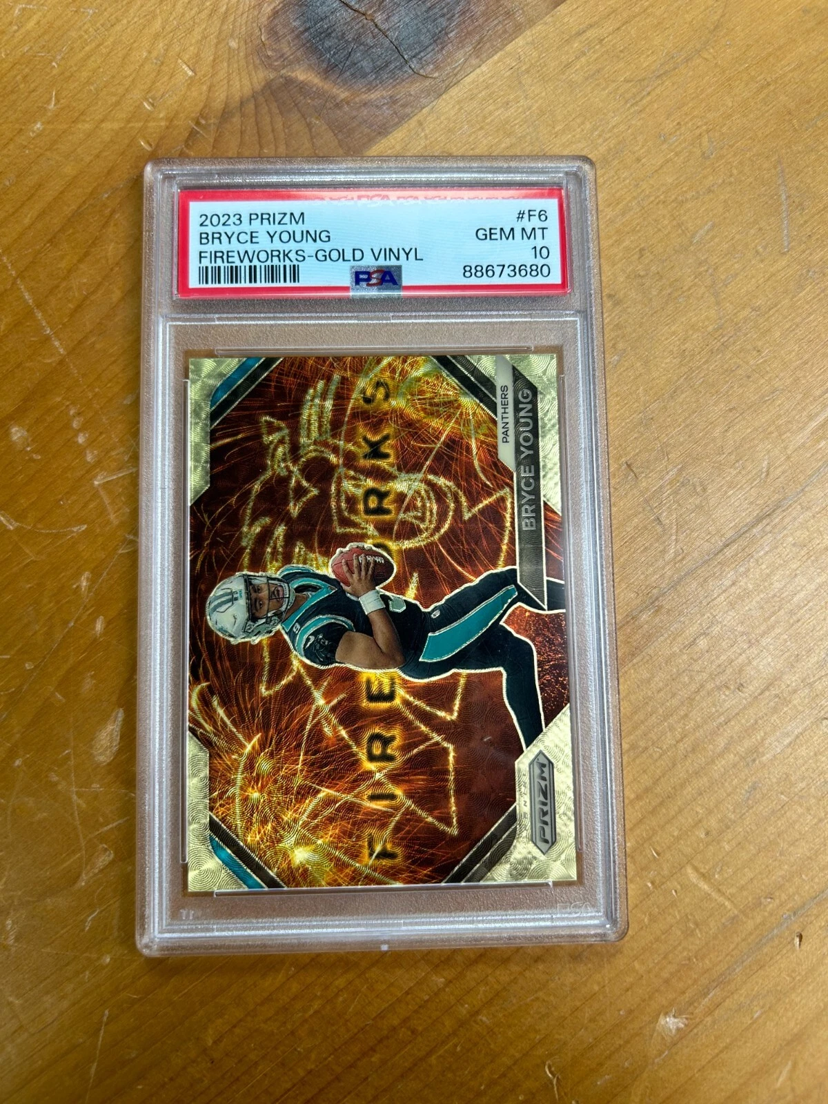 Bryce Young Panini Prizm Fireworks #F6 Gold Vinyl