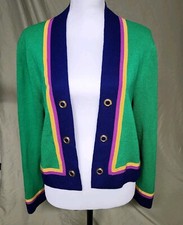ST. JOHN Collection Knit Purple Green Yellow Jacket Sz 8 Made In USA $1,000