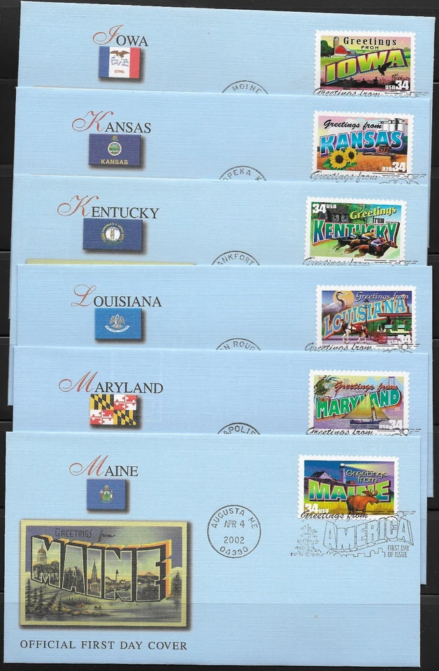 US Scott #3561-3610, First Day Covers 4/4/02 Montgomery Single Greeting America - Image 2 of 4