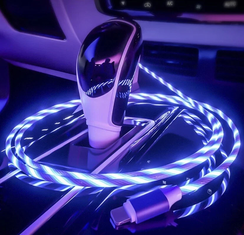 Cabo USB carregamento rápido LED carregador de telefone micro iluminação para iPhone tipo C - Imagem 3 de 4