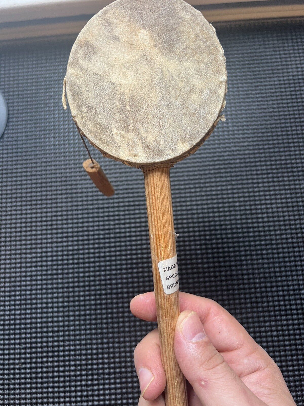 Vintage African Rattle Drum Double Sided Hand Percussion Rattle. Made