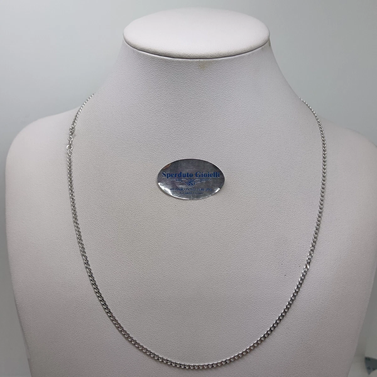Catena in argento Sterling 925 con perle Jaseron. Girocollo regolabile 45 cm. Delicata collana da donna. - Italia