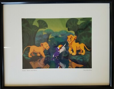Disney Lion King  SIMBA, ZAZU, AND NALA  Lithograph Rare - in Frame