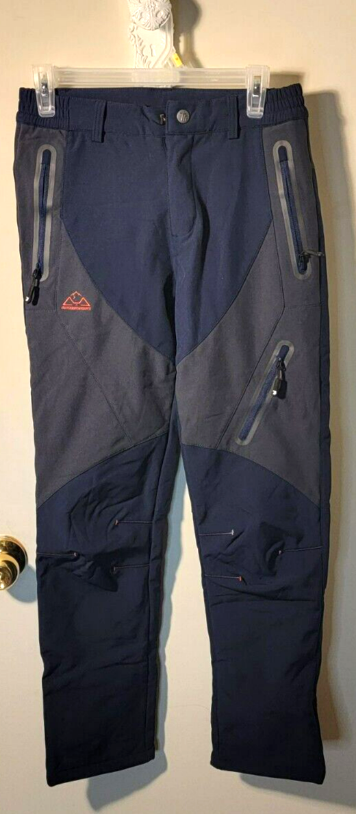 Women's Fleece-Lined Snow Pants XS - Black/Gray with Reinforced Knees for Outdoor Sports