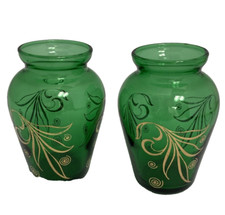 Vintage Anchor Hocking Green Glass Mini Vases