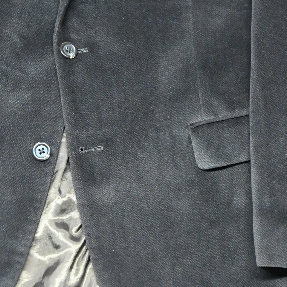 Chaps Ralph Lauren 44L Brown Herringbone Velvet Blazer Suit Jacket Sport Coat - Image 3 of 4