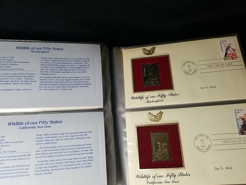 Set of 50 Golden Replicas Of U.S. Wildlife First Day Stamps Binder 1995 - 6 1987 - Picture 5 of 15