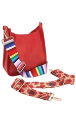 AHDORNED Medium Faux Leather Crossbody with Extra Strap Red