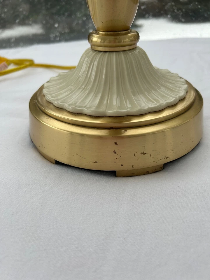 Lenox by Quoizel Table Lamp in Porcelain and Polished Brass at 10" dia x 33"h  - Image 2 of 4