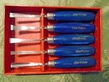Vintage Craftsman (5) Pcs Wood carving chisel set USA. UNUSED