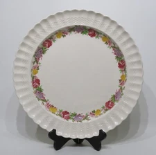 Spode "Rose Briar" Large Chop Plate 15¼" Off White Wicker Rim EUC