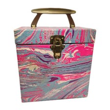 Platter Pak-ish Unbranded Record Case Holder 7” Box Psychedelic Pink Swirl RARE