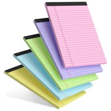 5pcs Colored Paper Notepads 5x8 5 Pack 30 Sheets Perforated Narrow Ruled Pads