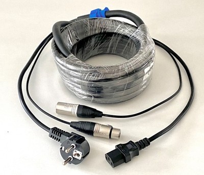 6m  Hybrid Multi Kabel  DMX  XLR 3pol   + Schuko Stecker + Schuko Kupplung