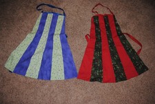 2 Handmade Ladies Aprons Christmas Holly Purple Green Floral Blue Stained Glass