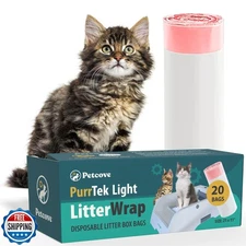 PurrTek Light Cat Litter Box Liners — LitterWrap Drawstring Bags 