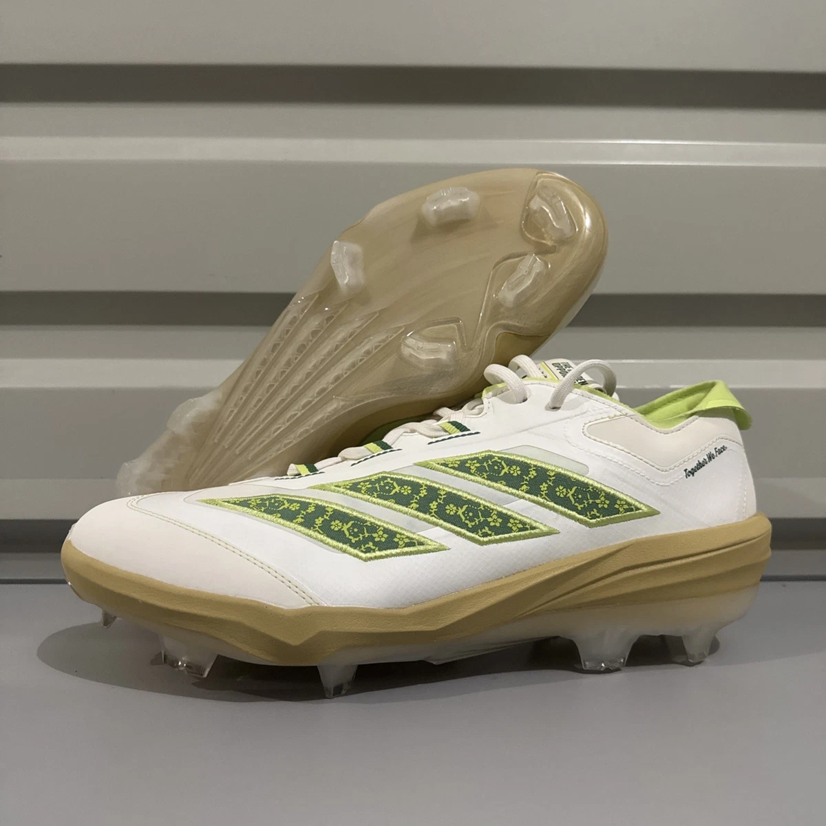 adidas adizero White and Lime Green Baseball Cleats JQ8232 men’s size 9 NWOB Adidas Adizero 8.0 White Green Athletic Football Cleats  main image 3