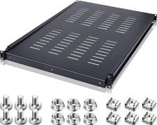 Hortsun 2 Pieces 1U Adjustable Server Rack Mount Shelf Vented Universal Tray 175