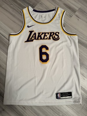 Nike Los Angeles Lakers White Lebron James Swingman Jersey #6 NEW