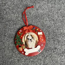 Pet Dog Christmas Ornament Shih Tzu Tan And White Dog Bone Can Be Personalized