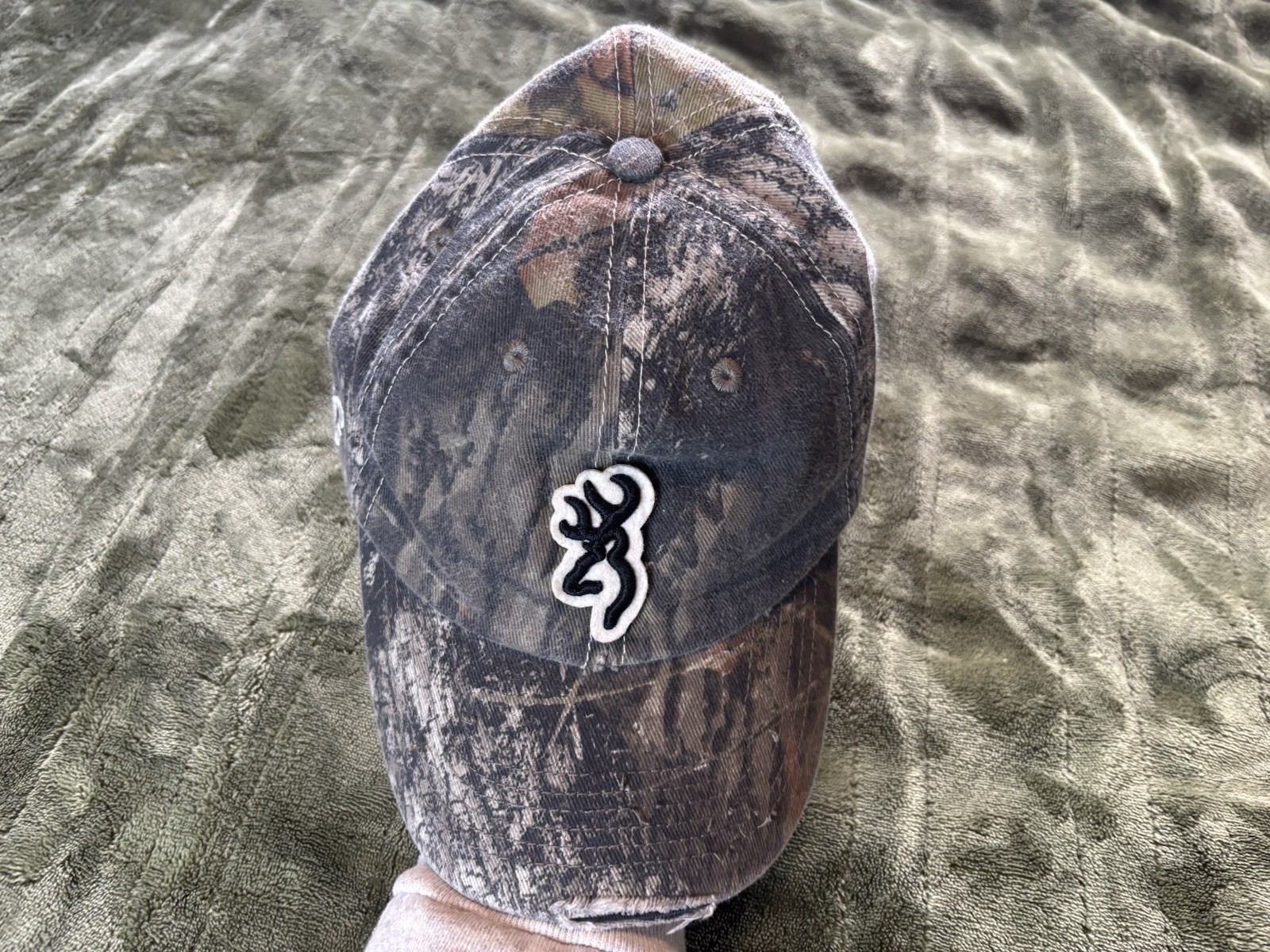 Browning Camo Hat Strap Back Baseball Cap Green B… - image 10