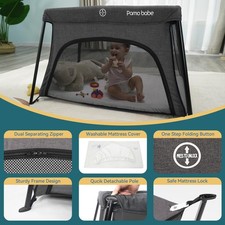 Pamo Babe Travel Crib   Lightweight Playard with Zip Door  Carry Bag Mattress