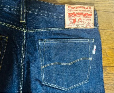 STUDIO D'ARTISAN Jeans Navy Dark Blue Raw Denim M 31 Rare Limited 100