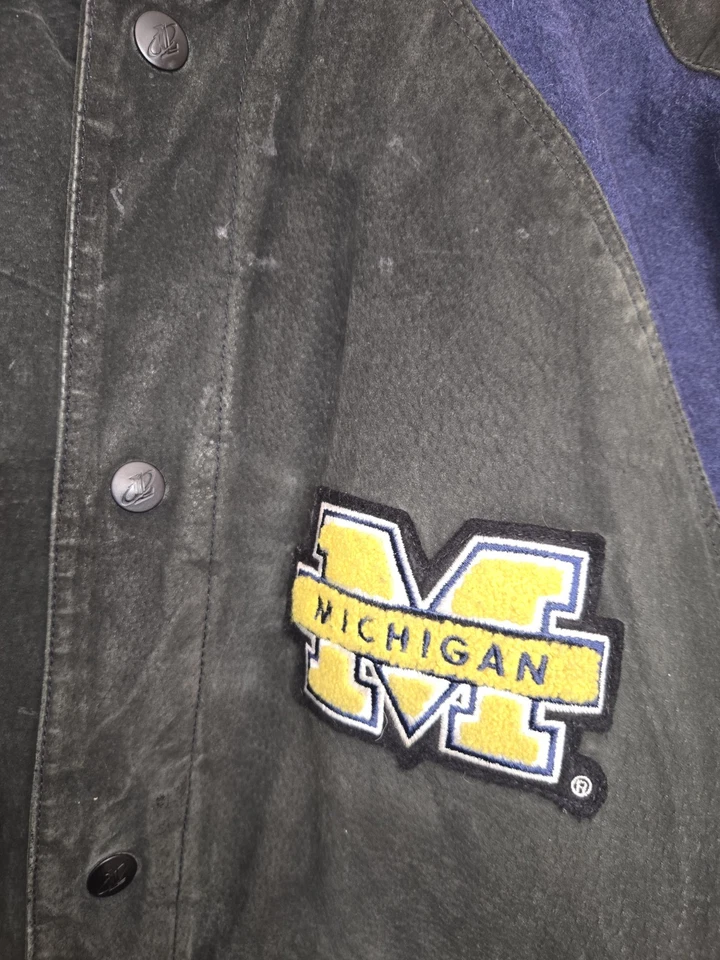 Vintage LogoAthletic Michigan  Leather/Wool Letterman Varsity Bomber Jacket L - Image 2 of 4