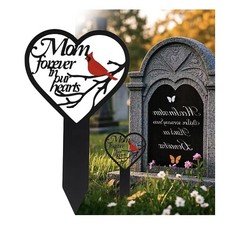 Cemetery Grave Decorations, Memorial Markers, Heart Plaque Stake for Outdoors