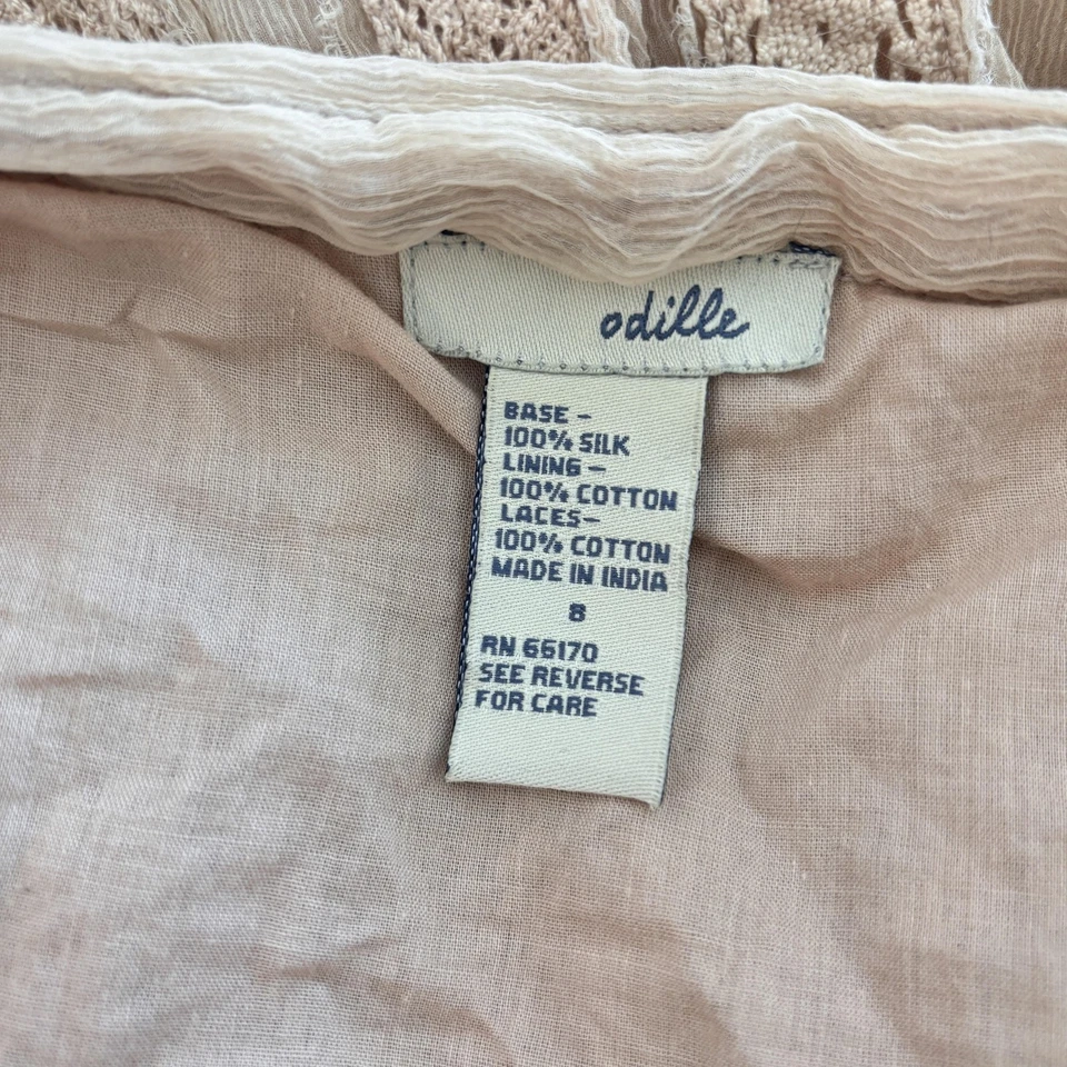 Vtg Anthropologie Odille Silk Lace Skirt Size 8 Boho Pleated Crochet Fairy Mini - Image 3 of 4