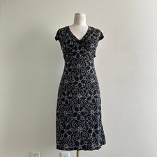 vintage Max Studio black floral midi dress
