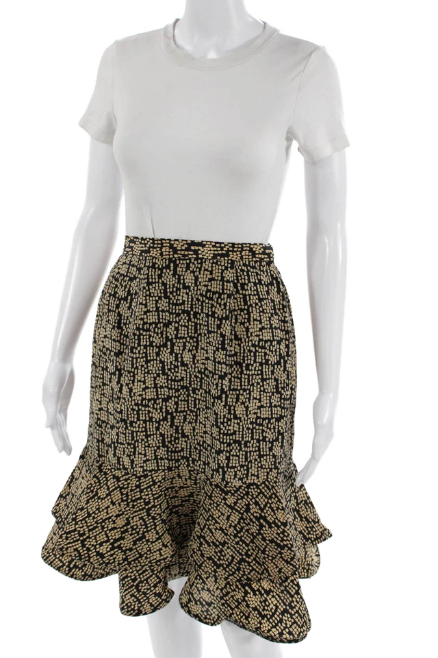 Женская расклешенная труба Neiman Marcus шелковая геометрическая короткая юбка бежевая размер 27 - Изображение 2 из 4