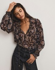 Veronica Beard Blouse Hickory Paisley Size 8  498 NWT