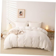 100 Brushed Cotton Duvet Cover Queen Size Soft Queen-90" x 90" Off White