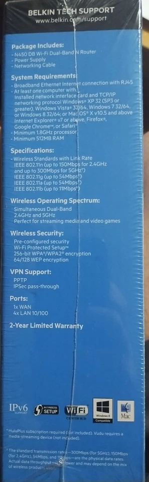 Belkin N450 450 Mbps 4-Port Gigabit Wireless N Router (F9K1003) New  Sealed Box - Image 3 of 4