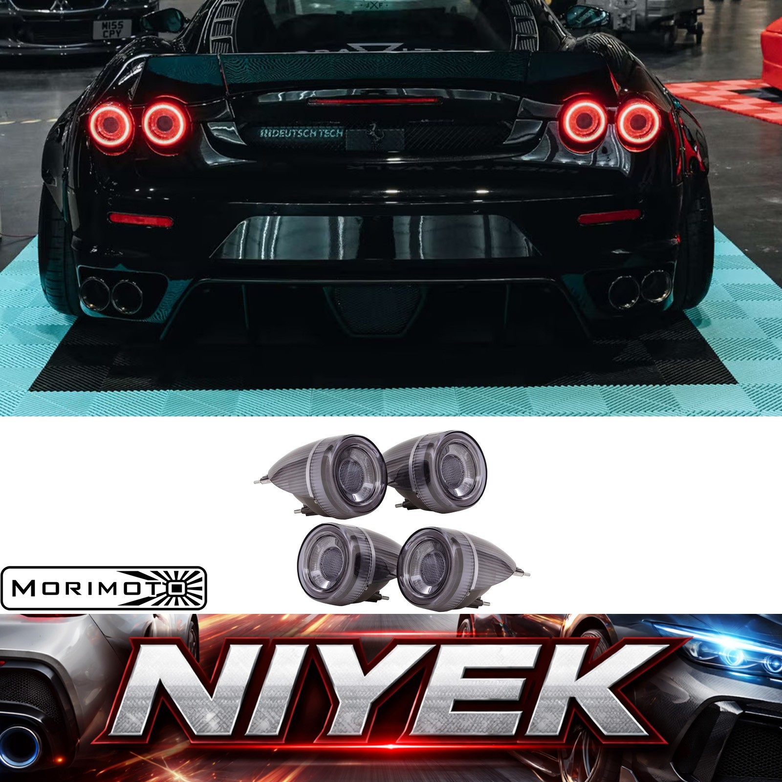Ferrari F430 2005-2010 Morimoto Smoked XB LED Tail Lights Rear Lamp Upgrade Pair