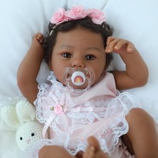 Reborn Baby Doll Black Girl 18-Inch Realistic Lifelike African American New...