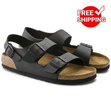Birkenstock Milano Birkibuc Sandals - Black