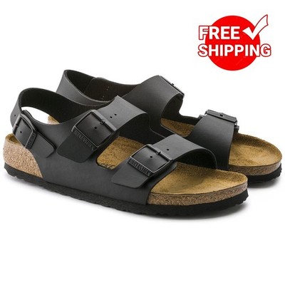 Birkenstock Milano Birkibuc Sandals - Black