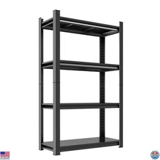 Heavy-Duty Steel Garage Shelving Unit, 63"H x 36"W x 16"D, Black Storage Rack
