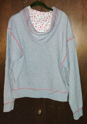 Victoria's Secret PINK Frankies Cherry Berry Hooded Full Zip Grey