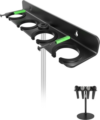2025 Upgrade Multi Microphone Holder for Mic Stand Storage UP to 4, Black 