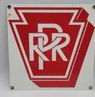 Vintage Pennsylvania Railroad Railway Train Porcelain Enameled Metal Sign