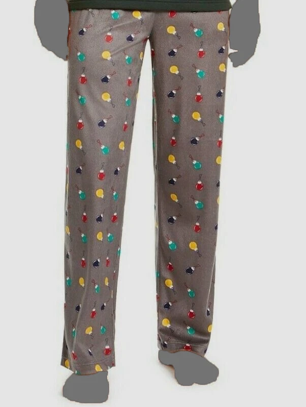 25 Club Room Men s Gray Christmas Light Bulb Lounge Fleece Pajama Pants Size XL