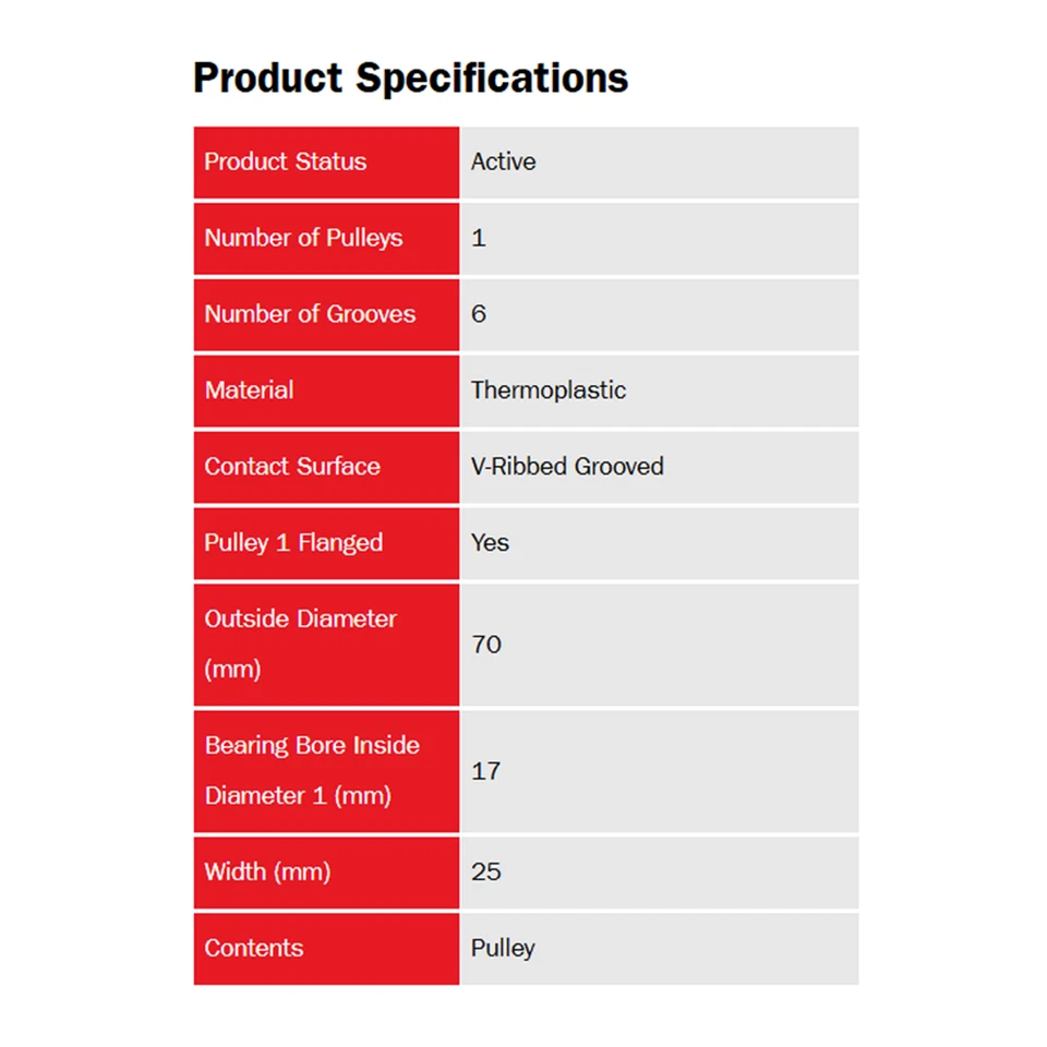 Polea tensora Gates ralentí acanalada en V 6 ranuras para Chevy / Ford / GMC / Mercury Foto 2 de 4