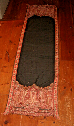 Antique Kashmir Paisley Piano Shawl Tablecloth Runner French Weaving Embroidery - Imagen 2 de 12