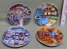 Lot of 4 Decorative 6" Diam. Plates, Kitchen Decor