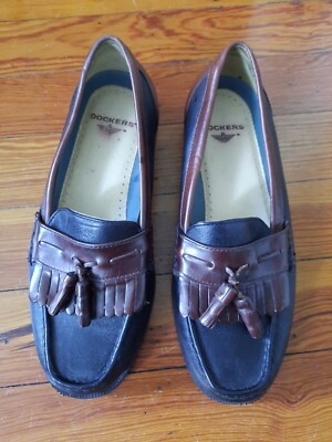 Dockers Leather Upper Tasseled Slip-On Loafer Shoe Size 8.5 Dockers Men Size 8.5 M Black Brown Leather Tassal Loafer  main image 4