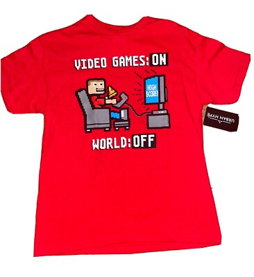 Pixel Funny  Video Game ON World OFF. Youth  Top Cotton Tee Shirt New boys